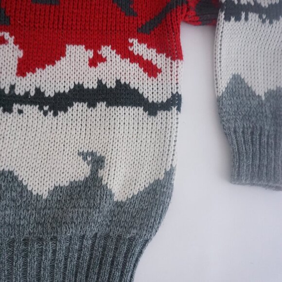 Vintage Club International Red Gray Eclectic Grandpa Outdoor Crewneck Sweater M - Picture 5 of 10